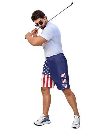 Funny Men's Golf Shorts Fun Work Polo Dress Short for Men Lightweight Quick Dry Multi-Pocket