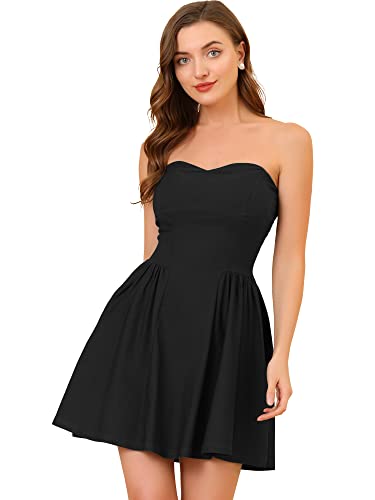 Women's Sexy Strapless Party Dress Sweetheart Neck Off Shoulder Sleeveless Mini Dress