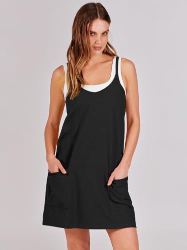 Women Athletic Tennis Dress Summer Workout Sports Mini Romper Dress Built in Shapewear Shorts Sundress 2025 Outfits