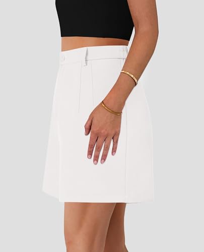 Shorts for Women Dressy 2025 Summer Elastic High Waisted Wide Leg Business Casual Work Shorts with Pockets