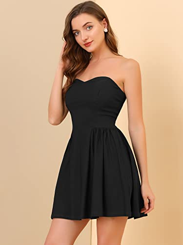 Women's Sexy Strapless Party Dress Sweetheart Neck Off Shoulder Sleeveless Mini Dress