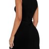 Women's Summer Sleeveless Boat Neck Mini Dress Slim Fit Party Club Bodycon Dresses