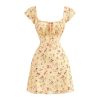 Women's Vintage Floral Dress Summer Cap Sleeve Mini Dresses Going Out Beach Short Dress