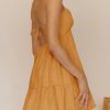 Womens V Neck Crisscross Backless Dresses Tie Back Sleeveless Ruffle Hem Flowy Swing A-Line Vintage Summer Mini Dress