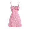 Women's Summer Floral Cherry Print A Line Short Cami Dress