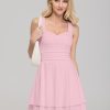 Women's Square Neck Sleeveless Mini Dress Ruched Waist Tiered Ruffle Hem A Line Short Dresses