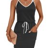 Womens Summer Dresses Sleeveless Spaghetti Strap Beach Cover up Drawstring Waist Mini Short Dress with Pockets