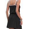 Womens Summer Dresses Sleeveless Spaghetti Strap Beach Cover up Drawstring Waist Mini Short Dress with Pockets