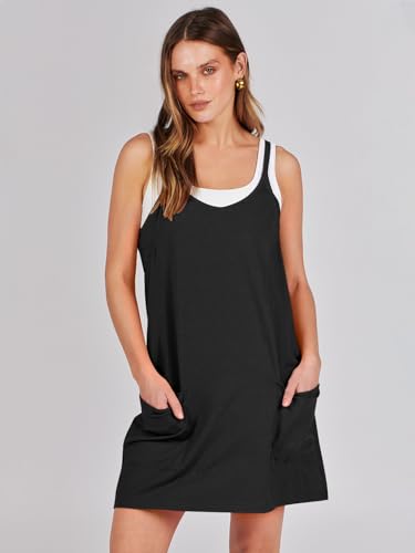 Women Athletic Tennis Dress Summer Workout Sports Mini Romper Dress Built in Shapewear Shorts Sundress 2025 Outfits