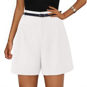 Shorts for Women Dressy 2025 Summer Elastic High Waisted Wide Leg Business Casual Work Shorts with Pockets