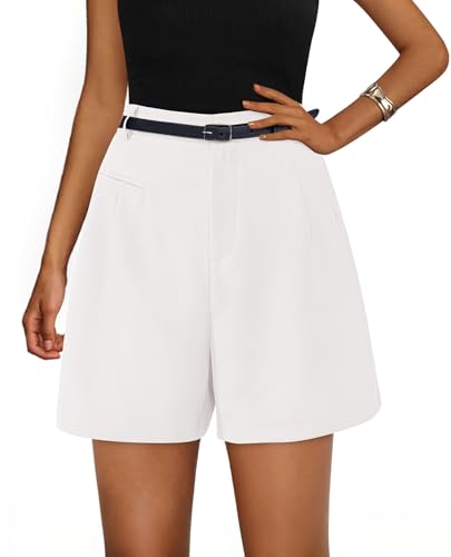 Shorts for Women Dressy 2025 Summer Elastic High Waisted Wide Leg Business Casual Work Shorts with Pockets