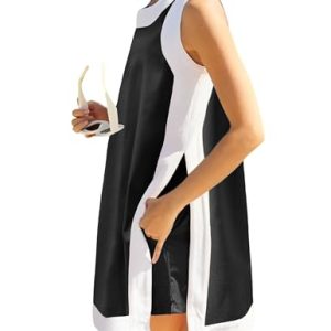 Women's Two Piece Outfits Sleeveless Top Matching Shorts Color Block Summer Set with Pockets