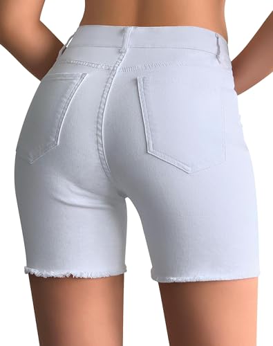 Women??s Casual Summer Ripped High Waisted Shorts Stretch Distressed Frayed Raw Hem Jean Shorts