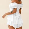 Womens Summer Tube Top Dress Off-Shoulder Ruffled Flowy Mini Short Dresses