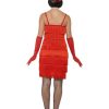 Flapper Costume, Red with Short Dress, Headband & Gloves, 1920's Razzle Fancy Dress, Adult Dress Up Costumes