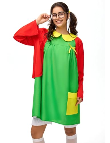 Halloween Costume Women Adult 6pcs Set Funny Cute Outfit Red Green Dress Costumes Plus Size Mexican Comedy Cosplay Party