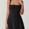 Womens Square Neck Tennis Dress Sleeveless Built in Shorts Golf Athletic Dress with Pockets