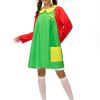 Halloween Costume Women Adult 6pcs Set Funny Cute Outfit Red Green Dress Costumes Plus Size Mexican Comedy Cosplay Party
