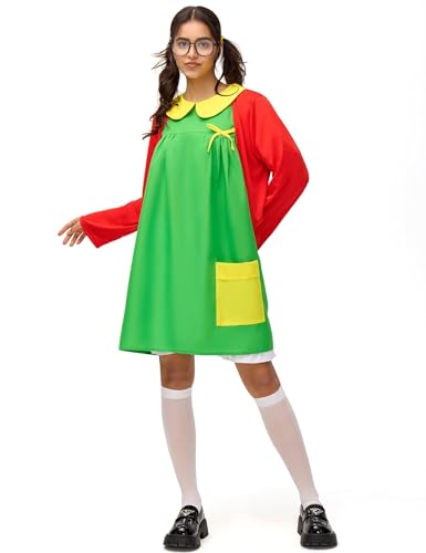 Halloween Costume Women Adult 6pcs Set Funny Cute Outfit Red Green Dress Costumes Plus Size Mexican Comedy Cosplay Party