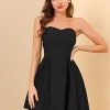 Women's Sexy Strapless Party Dress Sweetheart Neck Off Shoulder Sleeveless Mini Dress
