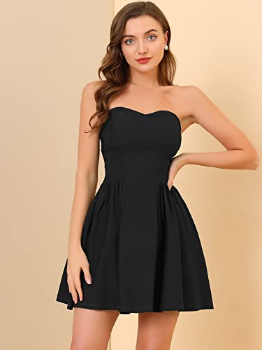 Women's Sexy Strapless Party Dress Sweetheart Neck Off Shoulder Sleeveless Mini Dress