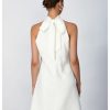 Women's Pearl Beaded Halter Twist Sleeveless Tie Back Dress A Line Dress
