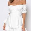 Womens Summer Tube Top Dress Off-Shoulder Ruffled Flowy Mini Short Dresses