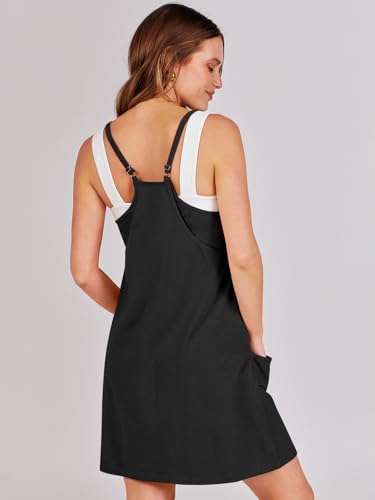 Women Athletic Tennis Dress Summer Workout Sports Mini Romper Dress Built in Shapewear Shorts Sundress 2025 Outfits