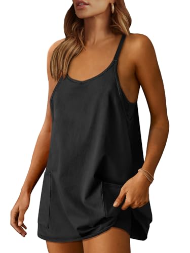 Women Athletic Tennis Dress Summer Workout Sports Mini Romper Dress Built in Shapewear Shorts Sundress 2025 Outfits
