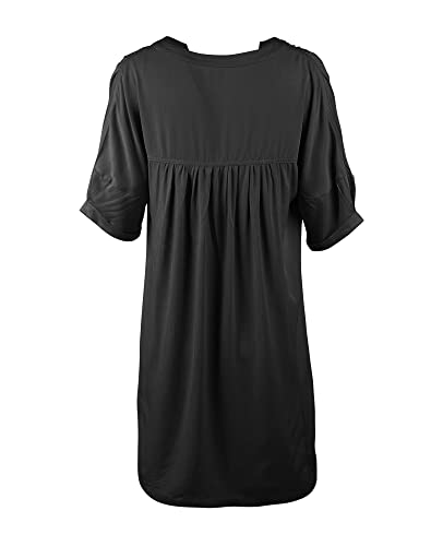 Women's Babydoll Short Sleeve Tunic Dress V Neck Cute Casual Loose Dresses