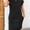 Womens Summer T Shirt Dress Casual Cap Sleeve Crewneck Loose Shift Mini Dresses