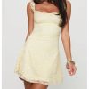 Women's Floral Lace Bow Ruffle Tank Mini Dress Scoop Neck Sleeveless Short Dresses