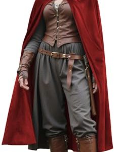 Renaissance Hooded Cloak Halloween Medieval Costume Cosplay Short Cape for Men and Women