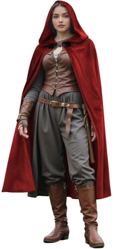 Renaissance Hooded Cloak Halloween Medieval Costume Cosplay Short Cape for Men and Women