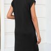 Womens Summer T Shirt Dress Casual Cap Sleeve Crewneck Loose Shift Mini Dresses