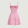 Women's Summer Floral Cherry Print A Line Short Cami Dress