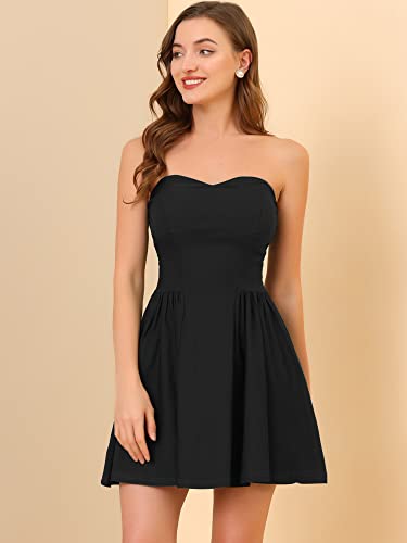 Women's Sexy Strapless Party Dress Sweetheart Neck Off Shoulder Sleeveless Mini Dress