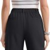 Shorts for Women Dressy Casual Summer Pleated Tailored Back Elastic Waist Trouser Shorts with Pockets