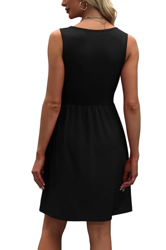 Women's Summer Dress 2025 A-Line Sleeveless Casual Sundress with Pockets Floral/Solid