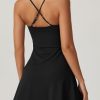 Womens Square Neck Tennis Dress Sleeveless Built in Shorts Golf Athletic Dress with Pockets