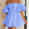 Women's Off The Shoulder Babydoll Dress Short Puff Sleeve Casual A Line Ruffle Summer Dresses