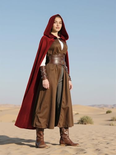 Renaissance Hooded Cloak Halloween Medieval Costume Cosplay Short Cape for Men and Women