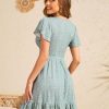 Womens Summer Dresses 2025 Floral Cap Sleeve Wrap V Neck Ruffle A-Line Sun Dress