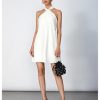 Women's Pearl Beaded Halter Twist Sleeveless Tie Back Dress A Line Dress