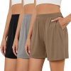 3 Pack Women's Casual Shorts Lounge Soft Summer Ribbed Elastic High Waisted Shorts Pocket Workout Athletic SweatShorts