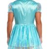 Womens Shiny Satin Maid Dress Short Puff Sleeve Frilly A-line Mini Dress Cosplay Costume