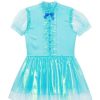 Womens Shiny Satin Maid Dress Short Puff Sleeve Frilly A-line Mini Dress Cosplay Costume