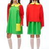 Halloween Costume Women Adult 6pcs Set Funny Cute Outfit Red Green Dress Costumes Plus Size Mexican Comedy Cosplay Party