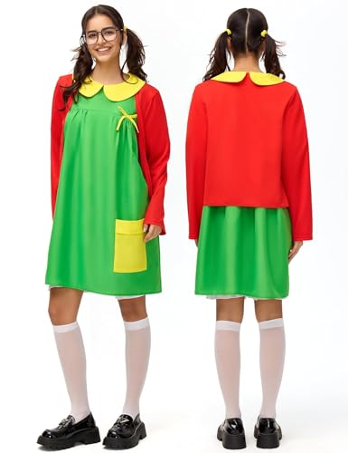 Halloween Costume Women Adult 6pcs Set Funny Cute Outfit Red Green Dress Costumes Plus Size Mexican Comedy Cosplay Party