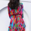 Womens Casual Spring Summer 2025 Deep V Neck Knotted Tiered Chiffon Elegant Mini Short Swing Skater Dresses